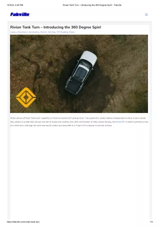 Rivian Tank Turn - Introducing the 360 Degree Spin! - Fabville