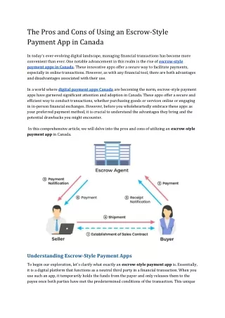 The Pros and Cons of Using an Escrow-Style Payment App in Canada