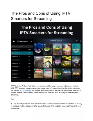 The Pros and Cons of Using IPTV Smarters for Streaming