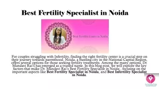 Best Fertility Specialist in Noida