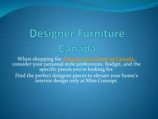 Designer Furniture Canada