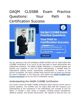 GAQM CLSSBB Exam Practice Questions_ Your Path to Certification Success