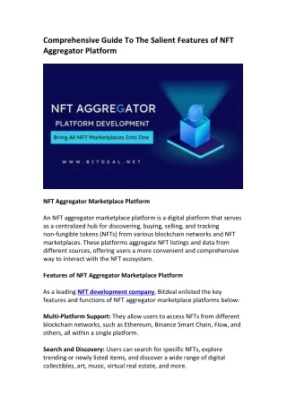 NFT Aggregator Platform Development