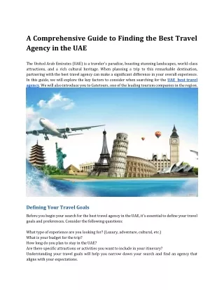 A Comprehensive Guide to Finding the Best Travel Agency in the UAE