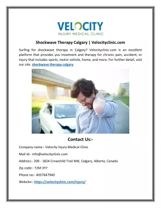 Shockwave Therapy Calgary | Velocityclinic.com