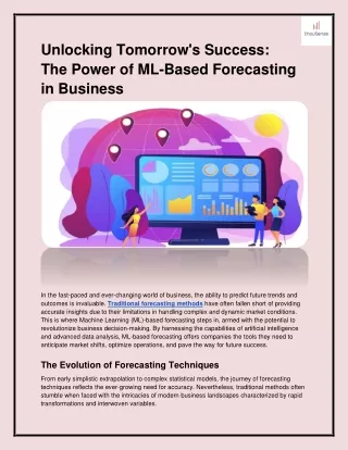 Unlocking Tomorrow's Success: The Power of ML-Based Forecasting in Business