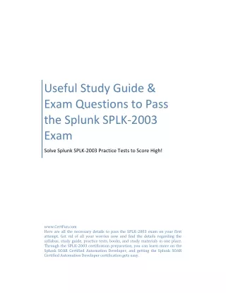 Useful Study Guide & Exam Questions to Pass the Splunk SPLK-2003 Exam