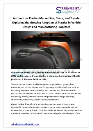 Automotive Plastics Market