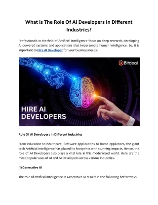 What Is The Role Of AI Developers In Different Industries