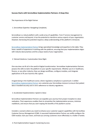 Success Starts with ServiceNow Implementation Partners