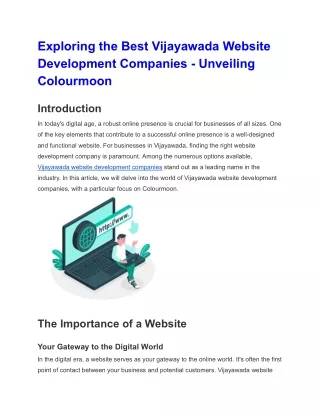 Exploring the Best Vijayawada Website Development Companies - Unveiling Colourmoon