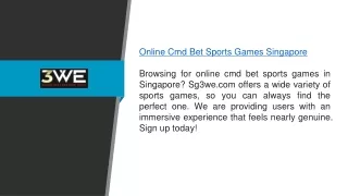 Online Cmd Bet Sports Games Singapore Sg3we.com