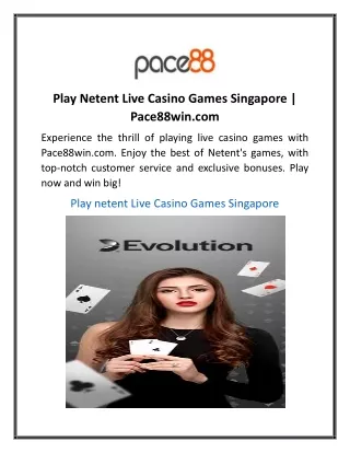 Play Netent Live Casino Games Singapore