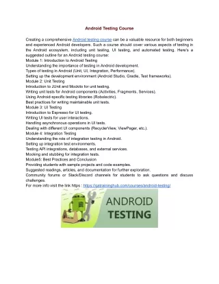 Android Testing Course