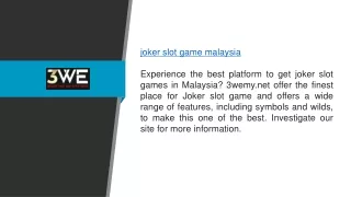 Joker Slot Game Malaysia 3wemy.net