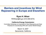 Barriers and Incentives for Wind Repowering in Europe and Elsewhere