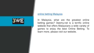 Online Betting Malaysia 3wemy.net1