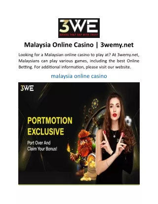 Malaysia Online Casino 3wemy.net