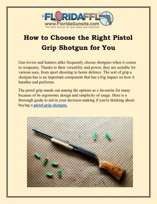 How to Choose the Right Pistol Grip Shotgun for You