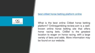 Best Citibet Horse Betting Platform Online  Onlinegambling-review