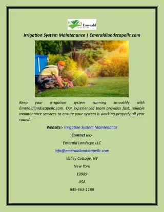 Irrigation System Maintenance  Emeraldlandscapellc