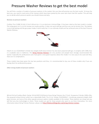 Pressure Washer Reviews to know the best washer for you
