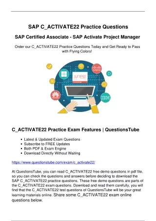 SAP C_ACTIVATE22 Exam Questions - Try C_ACTIVATE22 Free Demo From QuestionsTube