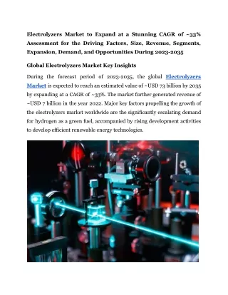 Electrolyzers Market