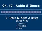 Ch. 17 - Acids Bases
