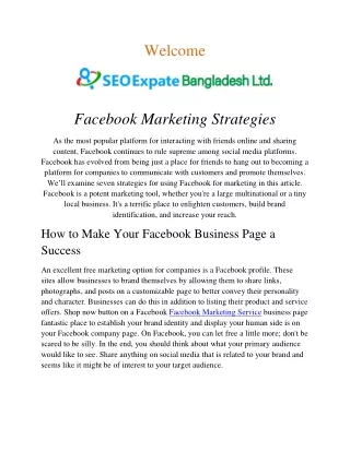 Facebook Marketing Strategies