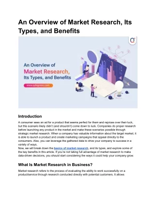 An Overview of Market Research, Its Types, and Benefits
