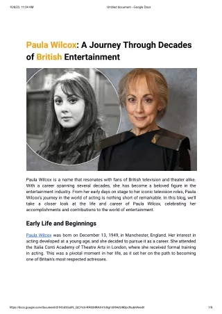 Paula Wilcox-A Journey Through Decades of British Entertainment