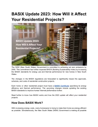 BASIX Update 2023_ How Will it Affect Your Residential Projects ?
