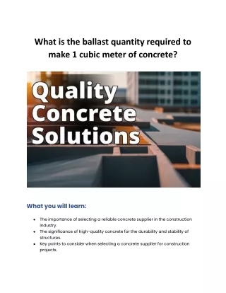 What is the ballast quantity required to make 1 cubic meter of concrete