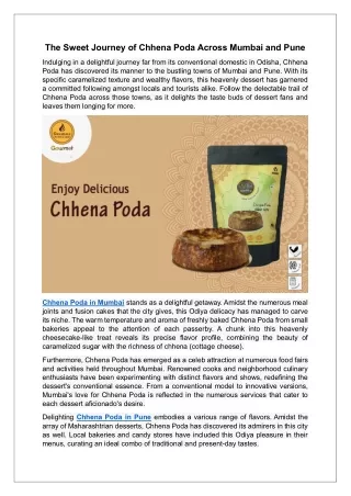 The Sweet Journey of Chhena Poda Across Mumbai and Pune