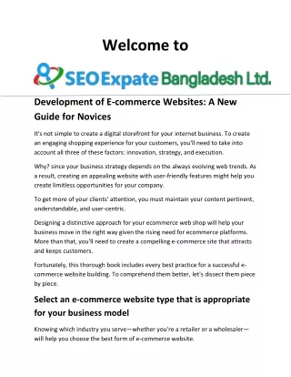 Ecommerce Web Development | SEO Expert Bangladesh LTD