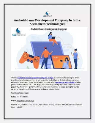 Android Game Development Company In India