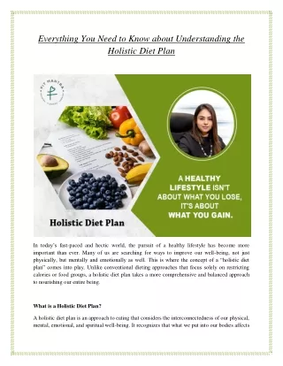 Everything You Need to Know about Understanding the Holistic Diet Plan