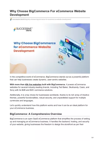 Why Choose BigCommerce For eCommerce Website Development