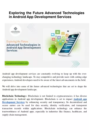 Android App Development | Panoramic Infotech