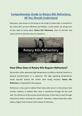 Comprehensive Guide to Rotary Kiln Refractory: All You Should Understand