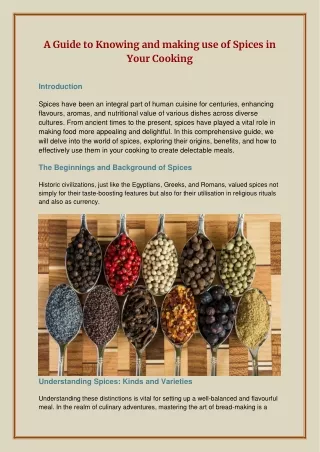 A Guide to Knowing and making use of Spices in Your Cooking