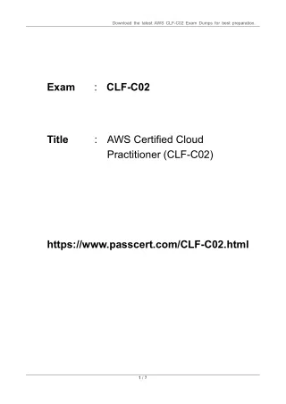 AWS Certified Cloud Practitioner (CLF-C02) Exam Dumps