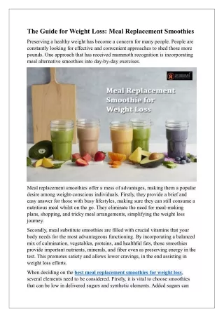 The Guide for Weight Loss Meal Replacement Smoothies