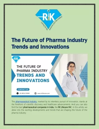 The Future of Pharma Industry Trends and Innovations