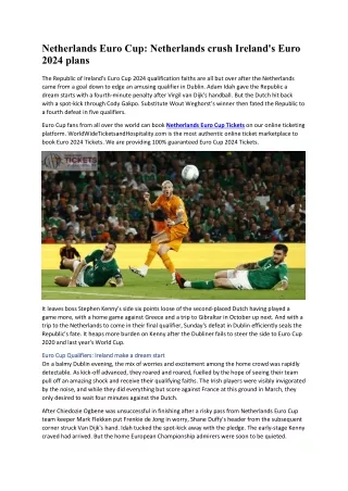Netherlands Euro Cup Netherlands crush Ireland's Euro 2024 plans