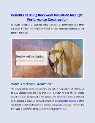 Benefits of Using Rockwool Insulation for High-Performance Construction