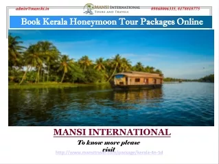 Book Kerala Honeymoon Tour Packages Online