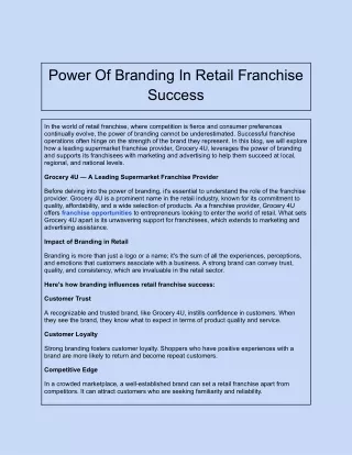 Power Of Branding In Retail Franchise Success