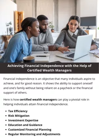 Achieving Financial Independence with the Help of Certified Wealth Managers